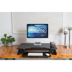 Rocelco 32" Ergonomic Adjustable Desk Riser With Energizing Anti-Fatique Mat (R EADRB-MAFM) -Ergot Office Furniture Shop C31888C5 8624 4F8E 83D0A2A58BAEAB04 s7