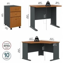 Bush Business Furniture Cubix 48W Corner Desk With 36W Return And Mobile File Cabinet, Natural Cherry/Slate (SRA005NCSU) -Ergot Office Furniture Shop C3E5D286 9439 498B 800082644804D8AC s7