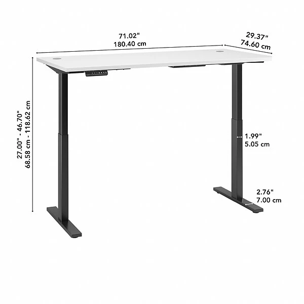 Bush Business Furniture Move 60 Series 27''-47'' Adjustable Standing Desk, White (M6S7230WHBK) 4 Bush Business Furniture Move 60 Series 27''-47'' Adjustable Standing Desk, White (M6S7230WHBK) - Image 4