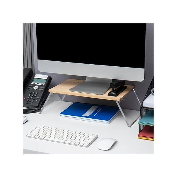 Mind Reader Modern Collection Monitor Stand, Brown/Clear (MODMONSTA-BRN) 6 Mind Reader Modern Collection Monitor Stand, Brown/Clear (MODMONSTA-BRN) - Image 6