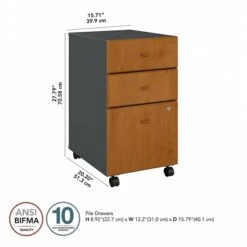 Bush Business Furniture Cubix 3 Drawer Mobile File Cabinet, Natural Cherry/Slate (WC57453PSU) -Ergot Office Furniture Shop C87AC46F F053 463B 9C0618A07A29CCBF s7
