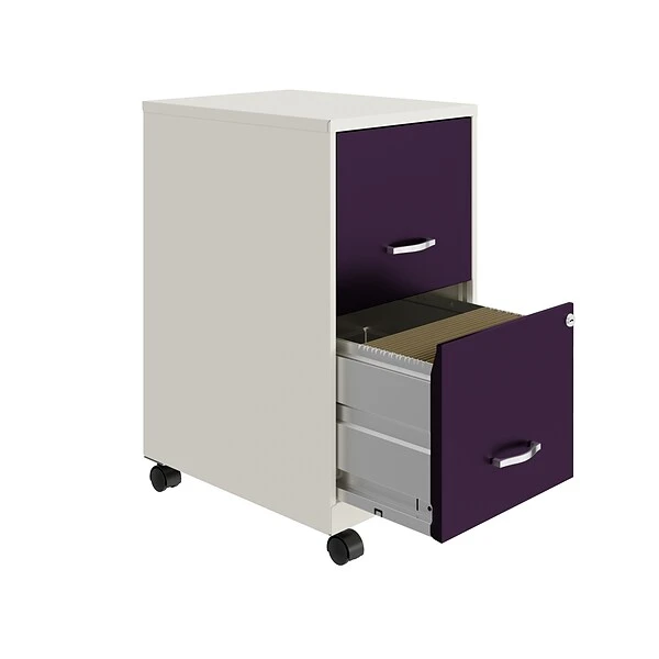 Space Solutions SOHO Smart File 2-Drawer Mobile File Cabinet, Letter Size, Lockable, White/Purple (25336) 3 Space Solutions SOHO Smart File 2-Drawer Mobile File Cabinet, Letter Size, Lockable, White/Purple (25336) - Image 3