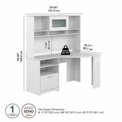 Bush Furniture Cabot 60" Corner Desk With Hutch, White (CAB008WHN) -Ergot Office Furniture Shop C9D46014 24D7 4FA9 8833F45A056D02DE s7