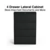 Quill Brand® Commercial 4 File Drawer Lateral File Cabinet, Locking, Black, Letter/Legal, 36"W (20057D)
