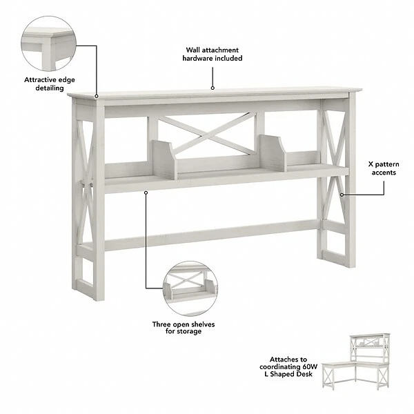 Bush Furniture Key West 60" L-Shaped Desk And Mobile 2-Drawer File Cabinet, Linen White Oak (KWS049LW) 3 Bush Furniture Key West 60" L-Shaped Desk And Mobile 2-Drawer File Cabinet, Linen White Oak (KWS049LW) - Image 3