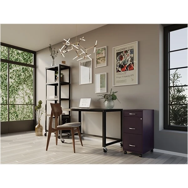 Space Solutions SOHO Organizer 3-Drawer Mobile File Cabinet, Letter Size, Lockable, 29.52"H X 18"D, Midnight Purple (25285) 4 Space Solutions SOHO Organizer 3-Drawer Mobile File Cabinet, Letter Size, Lockable, 29.52"H X 18"D, Midnight Purple (25285) - Image 4