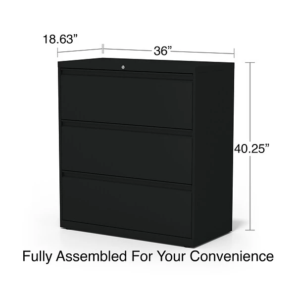 Quill Brand® HL8000 Commercial 3-Drawer Lateral File Cabinet, Locking, Letter/Legal, Black, 36"W (23199D) 6 Quill Brand® HL8000 Commercial 3-Drawer Lateral File Cabinet, Locking, Letter/Legal, Black, 36"W (23199D) - Image 6