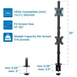 Mount-lt! Adjustable Monitor Mount, Up To 32" Monitor, Black (MI-1768) -Ergot Office Furniture Shop D34BC049 0043 4295 9B0476DB2CE1929E s7