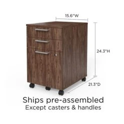 Union & Scale™ Essentials 3-Drawer Vertical File Cabinet, Mobile/Pedestal, Letter/Legal, Espresso, 21" (UN56981) -Ergot Office Furniture Shop D39DC2B4 B924 41D2 AAA5CEF252B880E9 s7
