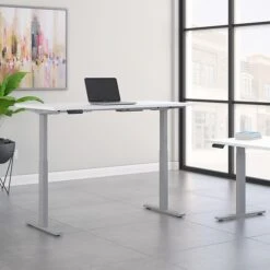 Bush Business Furniture Move 60 Series 27''-47'' Adjustable Standing Desk, White (M6S7230WHSK)