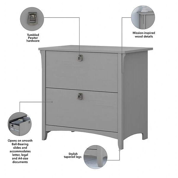 Bush Furniture Salinas Lateral File Cabinet, Cape Cod Gray (SAF132CG-03) 3 Bush Furniture Salinas Lateral File Cabinet, Cape Cod Gray (SAF132CG-03) - Image 3