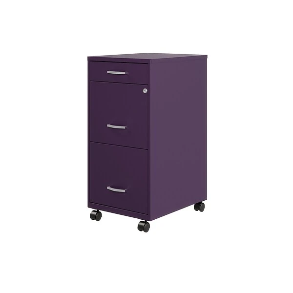 Space Solutions SOHO Organizer 3-Drawer Mobile File Cabinet, Letter Size, Lockable, 29.52"H X 18"D, Midnight Purple (25285) 2 Space Solutions SOHO Organizer 3-Drawer Mobile File Cabinet, Letter Size, Lockable, 29.52"H X 18"D, Midnight Purple (25285) - Image 2