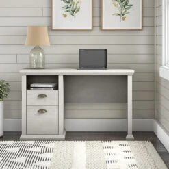 Bush Furniture Yorktown 50" Home Office Desk With Storage, Linen White Oak (WC40423-03)