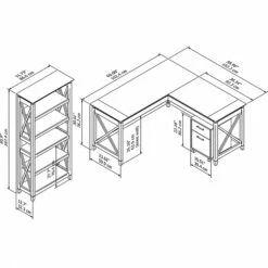 Bush Furniture Key West 60W L-Shaped Desk With 2-Drawer Mobile File Cabinet And 5-Shelf Bookcase, Pure White Oak (KWS016WT) -Ergot Office Furniture Shop DF9FE6E4 D60A 43C9 BE0EC24936726E19 s7