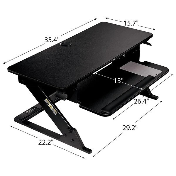 3M™ Precision Standing Desk, 35"W Adjustable Desk Riser With Gel Wrist Rest And Precise™ Mouse Pad, Black (SD60B) 6 3M™ Precision Standing Desk, 35"W Adjustable Desk Riser With Gel Wrist Rest And Precise™ Mouse Pad, Black (SD60B) - Image 6