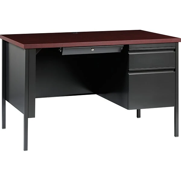 Hirsh 48"W Single-Pedestal Desk, Charcoal/Mahogany (20093) 1 Hirsh 48"W Single-Pedestal Desk, Charcoal/Mahogany (20093)