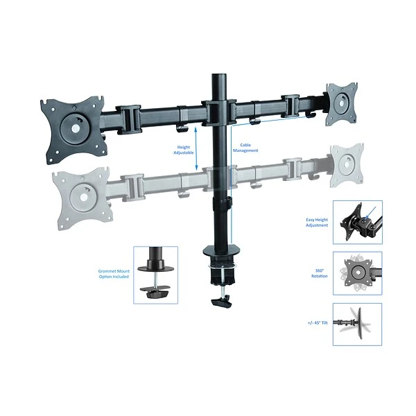 Rocelco 37"W Deluxe Adjustable Desk Riser With Energizing Anti-Fatique Mat And Dual Articulating Monitor Mount (R DADRB-DM2-MAF) 6 Rocelco 37"W Deluxe Adjustable Desk Riser With Energizing Anti-Fatique Mat And Dual Articulating Monitor Mount (R DADRB-DM2-MAF) - Image 6