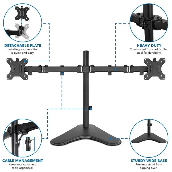 Mount-It! Dual Adjustable Monitor Arm, Up To 32", Black (MI-2781) 2 Mount-It! Dual Adjustable Monitor Arm, Up To 32", Black (MI-2781) - Image 2