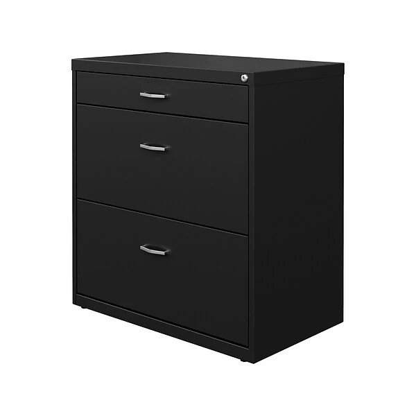 Space Solutions 3-Drawer Lateral File Cabinet, Letter/Legal Size, Lockable, 17.63'', Black (25070) 2 Space Solutions 3-Drawer Lateral File Cabinet, Letter/Legal Size, Lockable, 17.63'', Black (25070) - Image 2