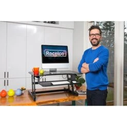 Rocelco 32" Height Adjustable Standing Desk Converter With Anti Fatigue Mat Bundle, Black (R ADRB-MAFM) -Ergot Office Furniture Shop E88FC70A 0D1A 4DE0 BDABAA2981A8FFA0 s7