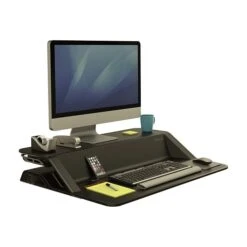 Fellowes Lotus Sit-Workstation 6"H Adjustable Metal Stand, Black (0007901)