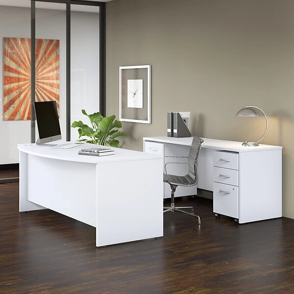 Bush Business Furniture Studio C 72W X 36D Bow Front Desk, White (SCD172WH) 4 Bush Business Furniture Studio C 72W X 36D Bow Front Desk, White (SCD172WH) - Image 4