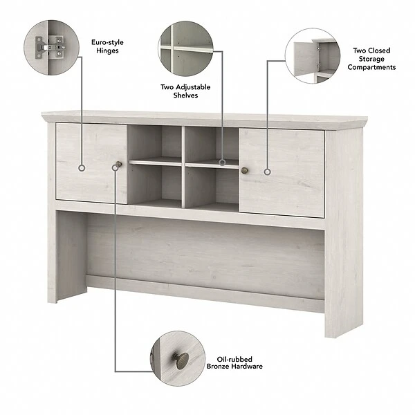 Bush Furniture Yorktown 60 "W Desktop Hutch, Linen White Oak (WC40431-03) 2 Bush Furniture Yorktown 60 "W Desktop Hutch, Linen White Oak (WC40431-03) - Image 2