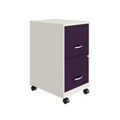 Space Solutions SOHO Smart File 2-Drawer Mobile File Cabinet, Letter Size, Lockable, White/Purple (25336)