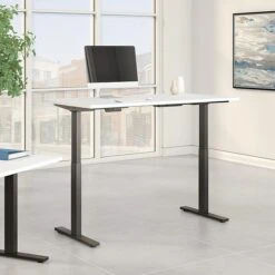 Bush Business Furniture Move 60 Series 27''-47'' Adjustable Standing Desk, White (M6S7230WHBK)