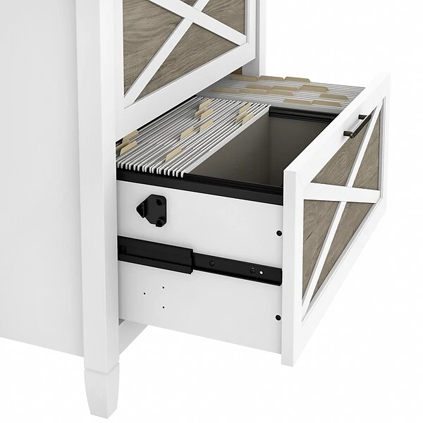 Bush Furniture Key West 60" L-Shaped Desk With 2-Drawer Lateral File Cabinet, Shiplap Gray/Pure White (KWS014G2W) 7 Bush Furniture Key West 60" L-Shaped Desk With 2-Drawer Lateral File Cabinet, Shiplap Gray/Pure White (KWS014G2W) - Image 7