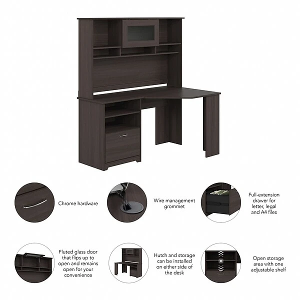 Bush Furniture Cabot Corner Desk With Hutch, Heather Gray (CAB008HRG) 2 Bush Furniture Cabot Corner Desk With Hutch, Heather Gray (CAB008HRG) - Image 2