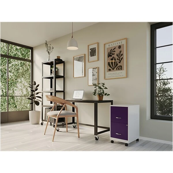 Space Solutions SOHO Smart File 2-Drawer Mobile File Cabinet, Letter Size, Lockable, White/Purple (25336) 4 Space Solutions SOHO Smart File 2-Drawer Mobile File Cabinet, Letter Size, Lockable, White/Purple (25336) - Image 4