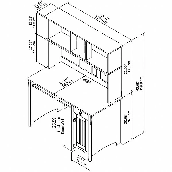Bush Furniture Salinas Small Computer Desk With Hutch, Antique White, (MY72208-03) 3 Bush Furniture Salinas Small Computer Desk With Hutch, Antique White, (MY72208-03) - Image 3