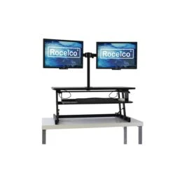 Rocelco 37" Deluxe Adjustable Desk Riser With Dual Monitor Desk Mount, Black (R DADRB-DM2) -Ergot Office Furniture Shop FF684410 21AE 4232 94B175392F968166 s7
