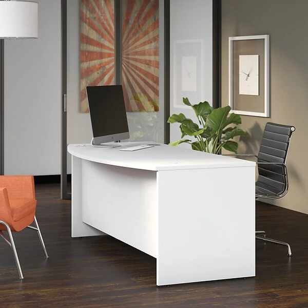 Bush Business Furniture Studio C 72W X 36D Bow Front Desk, White (SCD172WH) 1 Bush Business Furniture Studio C 72W X 36D Bow Front Desk, White (SCD172WH)