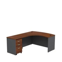 Bush Business Furniture Westfield Left Handed L Shaped Desk W/ Mobile File Cabinet, Hansen Cherry/Graphite Gray, (SRC007HCLSU)