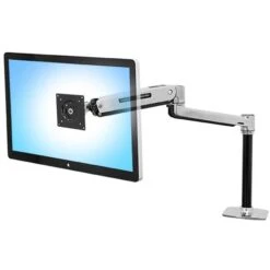 Ergotron LX Sit-Stand Desk Arm Adjustable Monitor, Up To 42", Polished Aluminum (45-360-026)