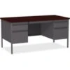 Quill Brand® 60"W Mahogany Laminate Fortress Series Desk With Double Pedestal
