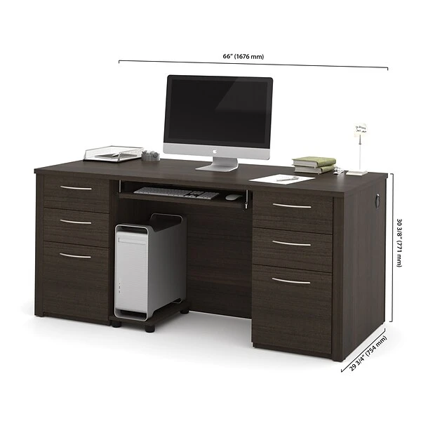 Bestar® Embassy 66" Executive Desk Kit, Dark Chocolate (60850-79) 2 Bestar® Embassy 66" Executive Desk Kit, Dark Chocolate (60850-79) - Image 2