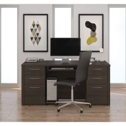 Bestar® Embassy 66" Executive Desk Kit, Dark Chocolate (60850-79) 5 Bestar® Embassy 66" Executive Desk Kit, Dark Chocolate (60850-79) -Ergot Office Furniture Shop m004898844 s7