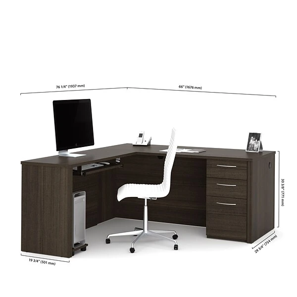 Bestar® Embassy 66"W L-shaped Desk In Dark Chocolate (60852-79) 2 Bestar® Embassy 66"W L-shaped Desk In Dark Chocolate (60852-79) - Image 2