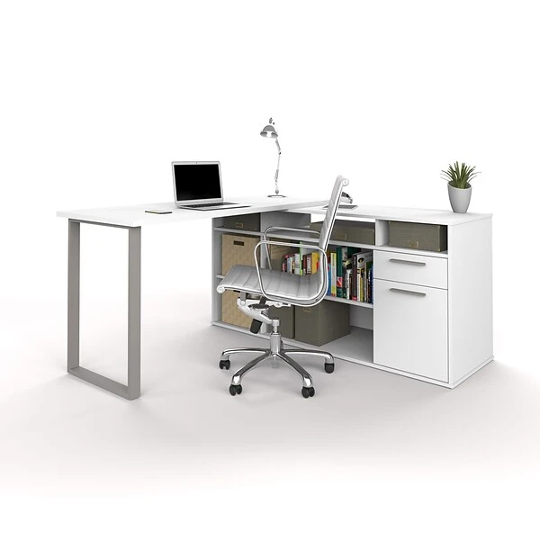 Bestar Solay 59" W L-Shaped Computer Desk, White (29420-17) 1 Bestar Solay 59" W L-Shaped Computer Desk, White (29420-17)