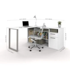 Bestar Solay 59" W L-Shaped Computer Desk, White (29420-17) 5 Bestar Solay 59" W L-Shaped Computer Desk, White (29420-17) -Ergot Office Furniture Shop m005720375 s7