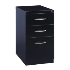 3-Drawer File Cabinet With Wheels And Arch Handles, Black, 23" Deep (21115)