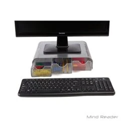 Mind Reader "Perch" PC, Laptop, IMAC Monitor Stand And Desk Organizer, Silver Metal Mesh (MONSTA3DMESH-SI) -Ergot Office Furniture Shop m006910454 s7