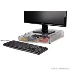 Mind Reader "Perch" PC, Laptop, IMAC Monitor Stand And Desk Organizer, Silver Metal Mesh (MONSTA3DMESH-SI) -Ergot Office Furniture Shop m006910456 s7