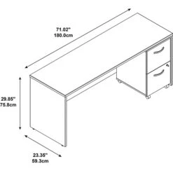 Bush Business Furniture Westfield Desk Credenza W/ 2 Drawer Mobile Pedestal, Natural Cherry (SRC030NCSU)