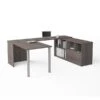 Bestar I3 Plus U-Desk With One File Drawer In Bark Gray (160862-47)