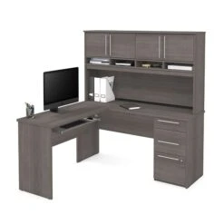 Bestar Innova Plus L-Shaped Desk In Bark Gray (92421-47)