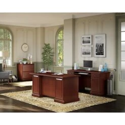 Kathy Ireland® Home By Bush Furniture Bennington Credenza Desk, Harvest Cherry (WC65510-03K) -Ergot Office Furniture Shop m007128776 s7